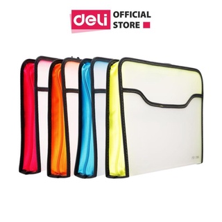 Cặp đựng tài liệu 1 ngăn a4 deli 38129 - xanh biển, xanh lá, cam, đỏ