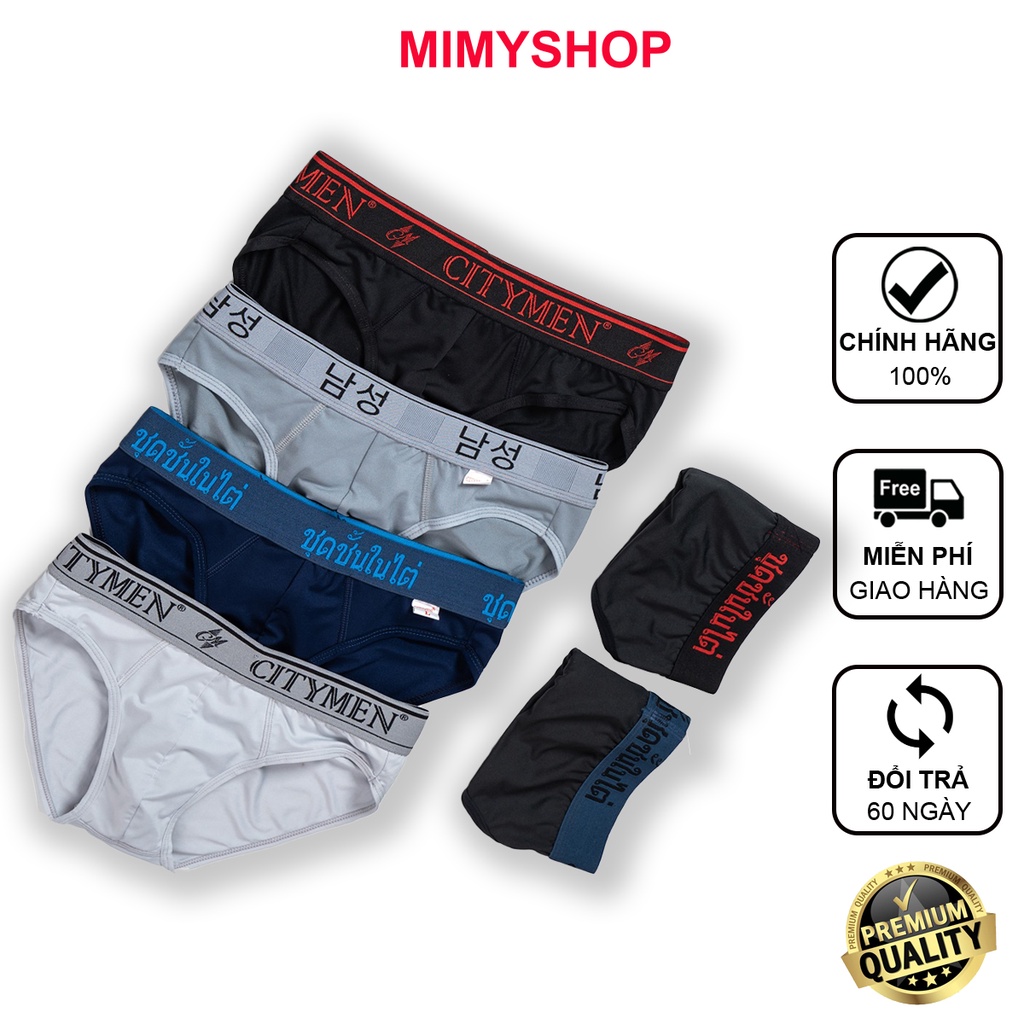 Combo 4 quần sịp nam CITYMEN thun dệt vải lạnh co dãn thấm hút tốt mềm mại thoáng khí