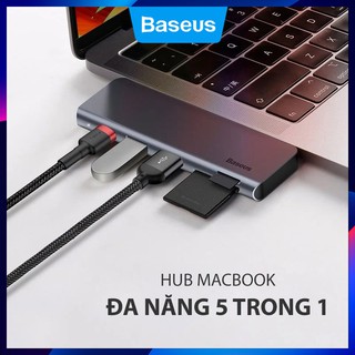 Hub macbook 5 in 1 baseus harmonica, bộ chuyển đổi type c to usb 3.0, tf/sd card reader, type c pd adapter cho macbook /