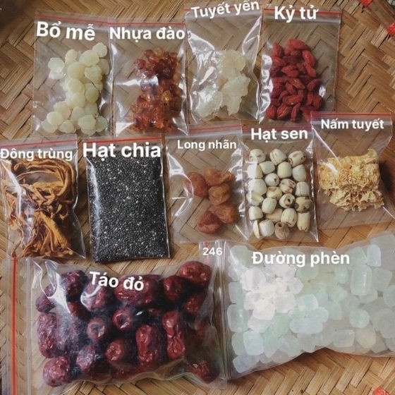 Nguyên liệu chè dưỡng nhan tuyết yến vị tự chọn