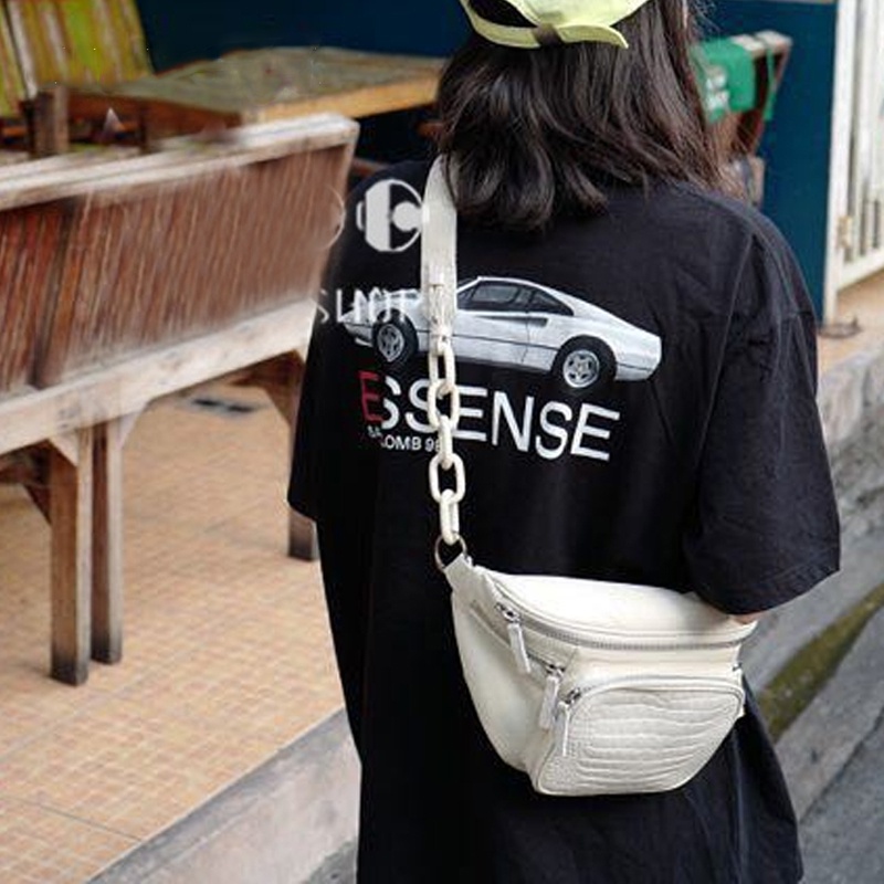 Túi Đeo Chéo Vân Da Cá Sấu Bằng acrylic Phối Dây Đeo Sợi Xích Thời Trang Cho Nữ