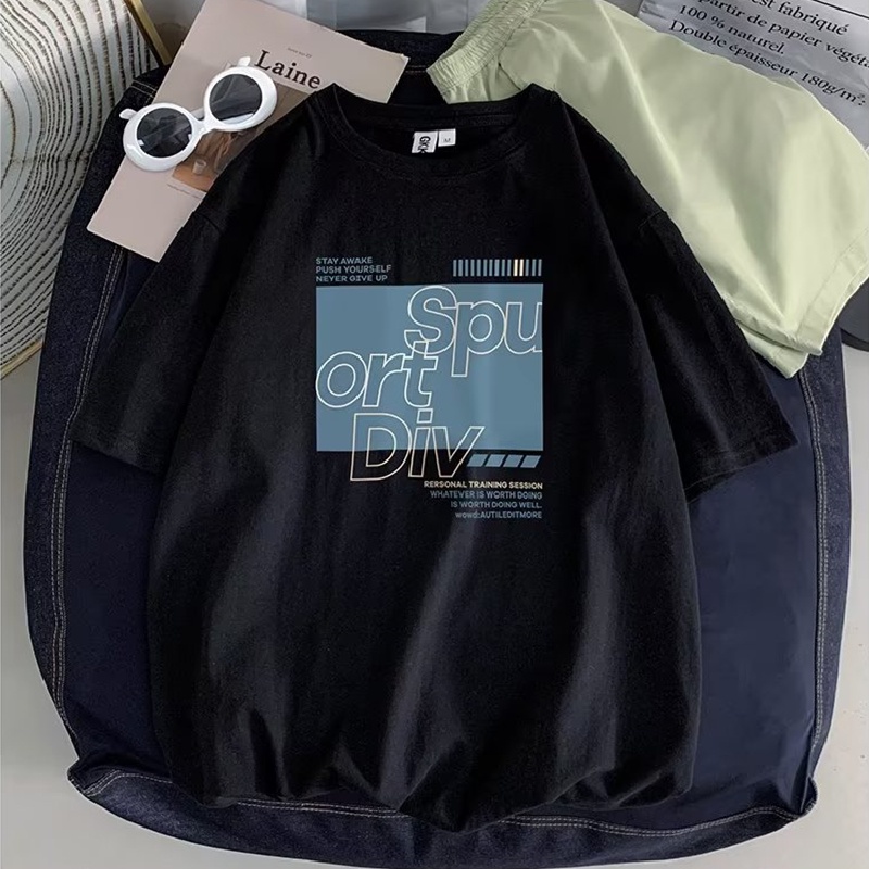 Áo Thun Dáng Rộng In Chữ Phong Cách Hàn Quốc Thời Trang Mùa Hè Cho Nam Và Nữ size M-8XL