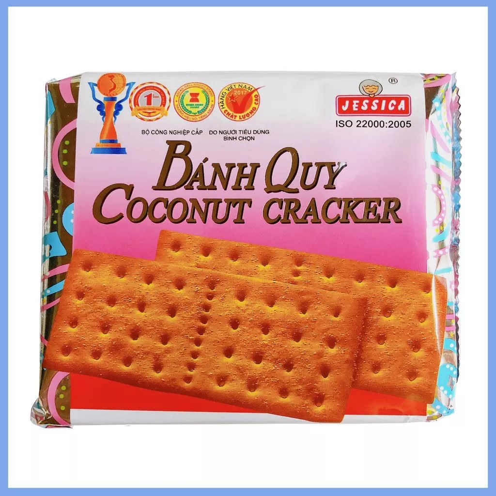 [Mã 11FMCGSALE giảm 8% đơn 500K] Bánh quy đường Coconut Cracker - Bánh bạc vuông Jessica 178g