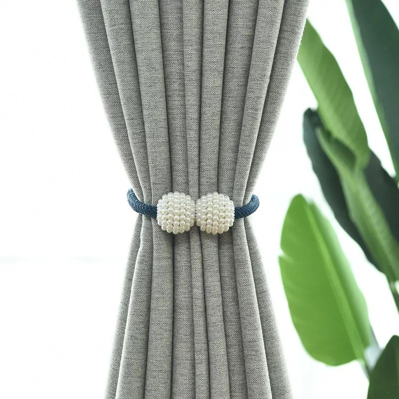 Dây Cột Buộc Rèm Cửa Màn Cửa Từ Tính Hít Nam Châm Đính Hạt Trai Nhân Tạo