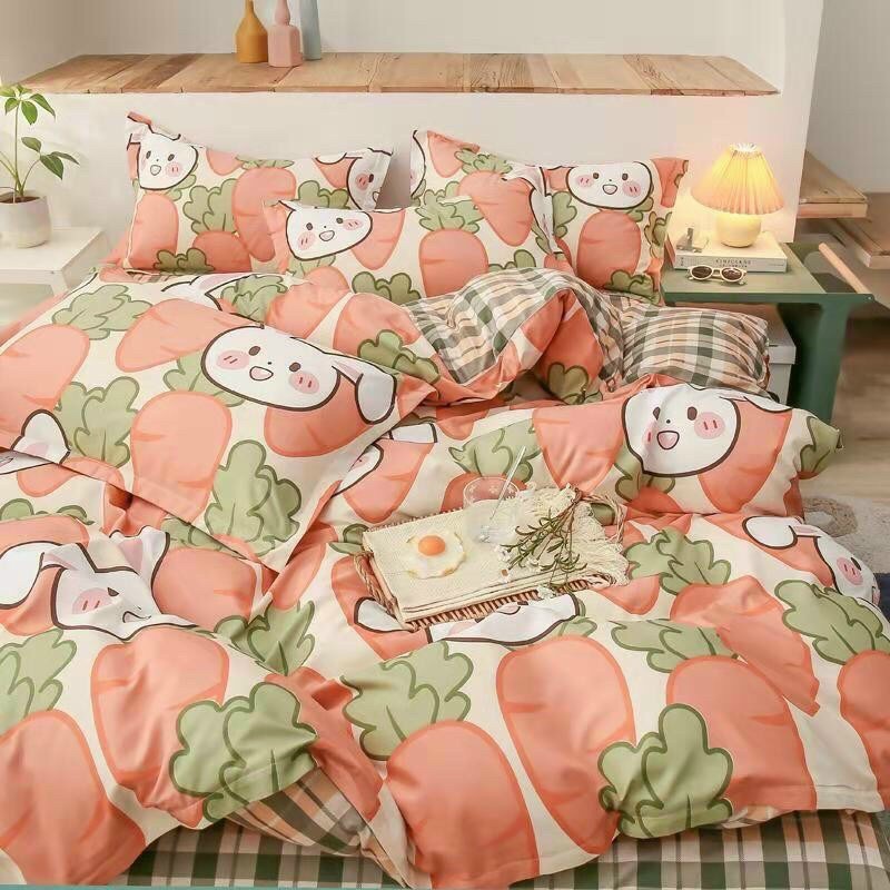 Bộ Chăn Ga Gối Cotton Poly Thỏ Carot