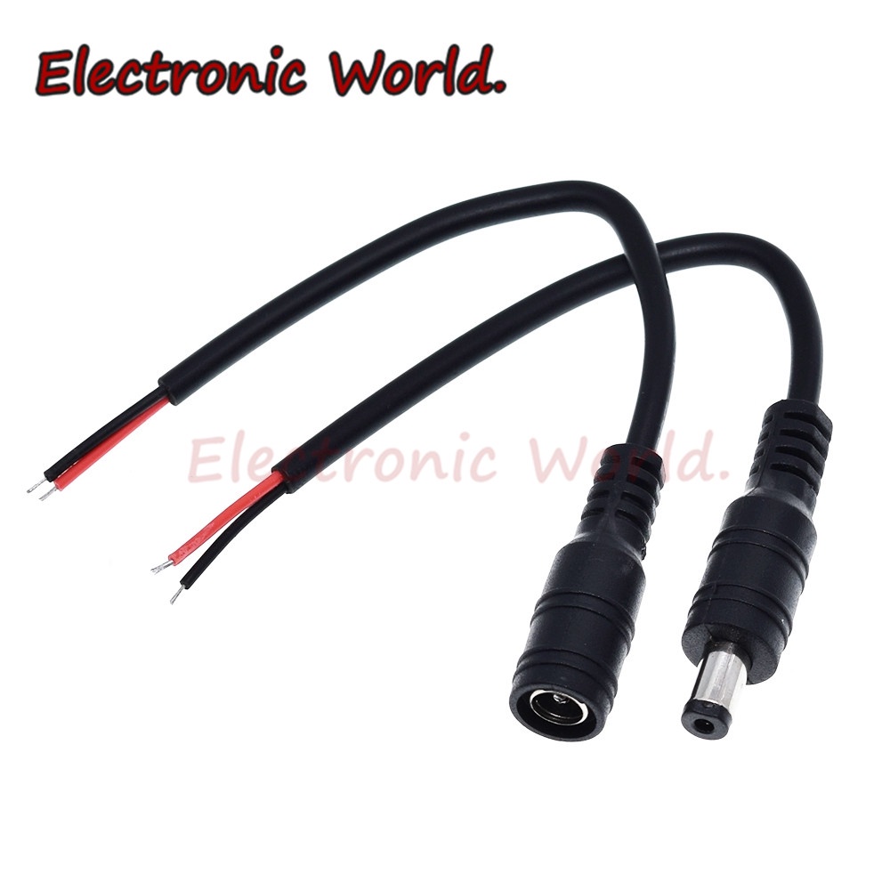 1 Bộ Dây Cáp Nguồn DC Đầu Đực Cái Với Đầu Cái 5.5 2.1 12V