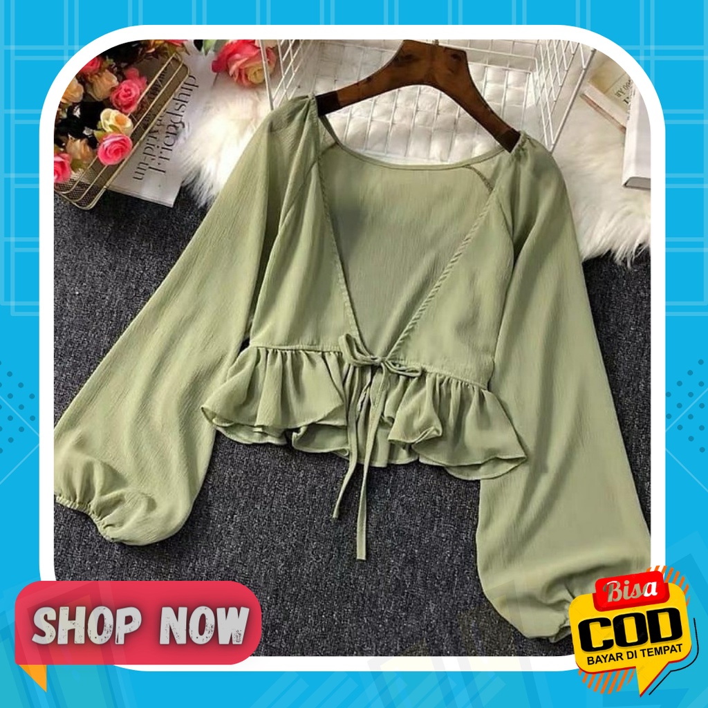 Áo Khoác Ren Tay Cánh Dơi Phối Dây Ruy Băng Phong Cách Hàn Quốc Cho Nữ