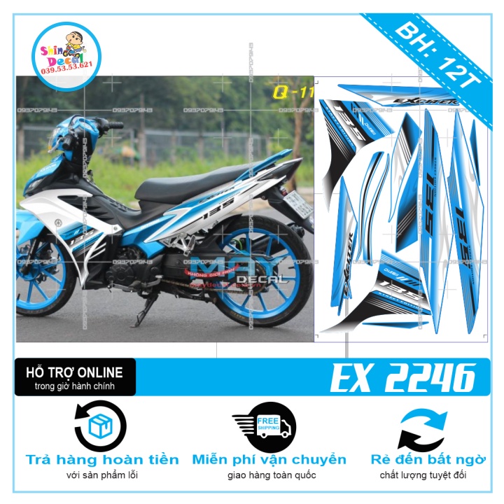 TEM RỜI EX 150 TRẮNG XANH 2246 -- SHIN DECAL 2