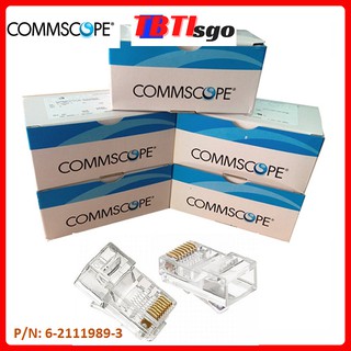 Hạt mạng RJ45 Cat6 COMMSCOPE/AMP [Hộp 100c] P/N:6-2111989-3 Đầu bấm mạng xịn chân đồng - Hàng chuẩn chính hãng