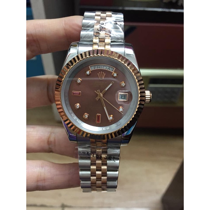 Đồng hồ Nam Rolex máy nhật mặt cafe đơ mi 40mm dòng cơ Automatic day date