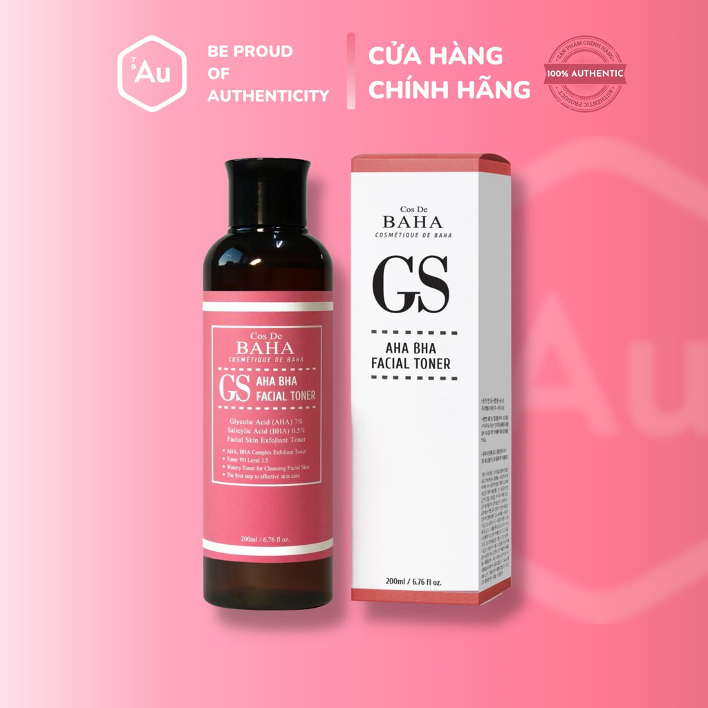 Cos De BAHA | Nước Cân Bằng Da Chứa AHA 7% &amp; BHA 0.5% - Hỗ Trợ Tẩy Da Chết &amp; Làm Sạch Lỗ Chân Lông 200ML (GS)