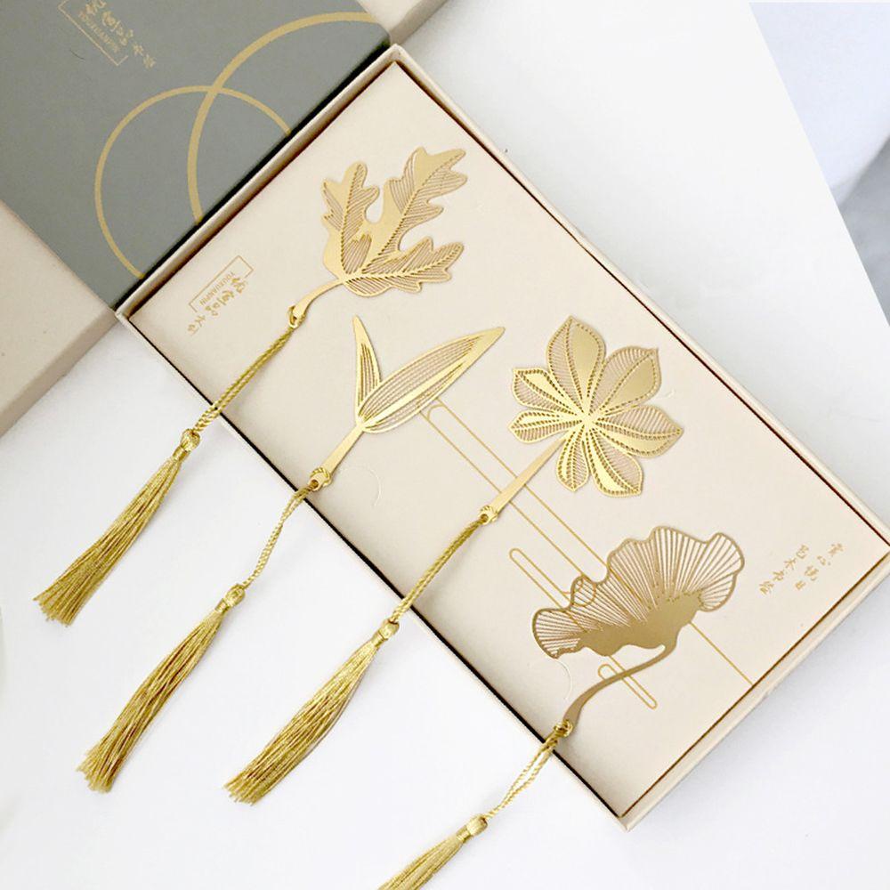 Kẹp Đánh Dấu Trang Sách Hình Chiếc Lá Bằng Đồng Thau Màu Cầu Vồng Xinh Xắn