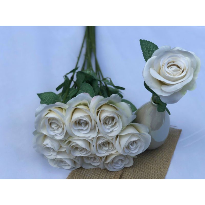 Cành hồng 1 bông,hồng lụa hàn mỹ  thuật trang trí