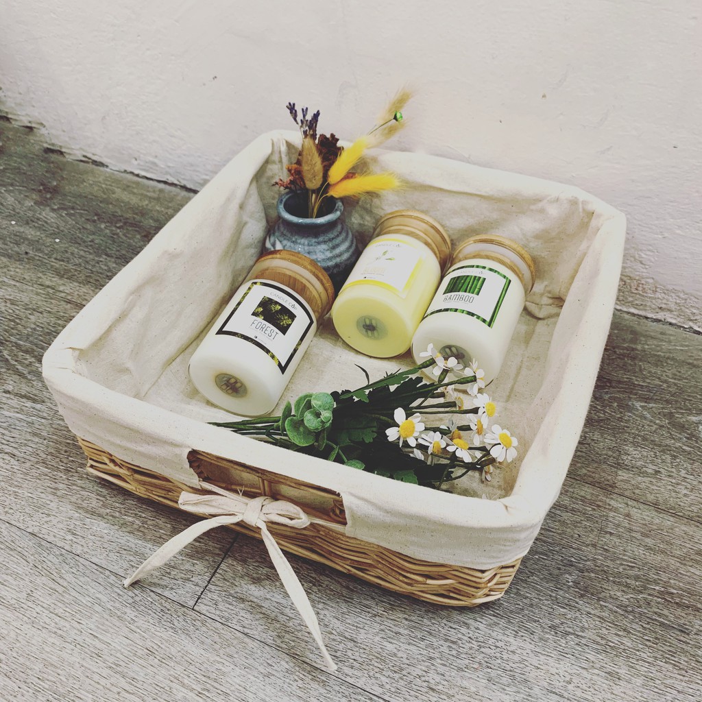 Rổ mây vuông đựng đồ decor - ảnh thật