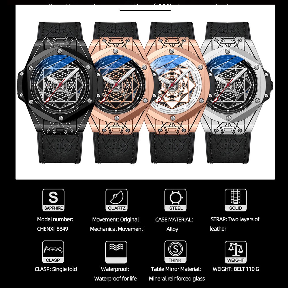 Đồng Hồ Cơ Chexi 8849 Chống Nước Phát Quang Dành Cho Nam