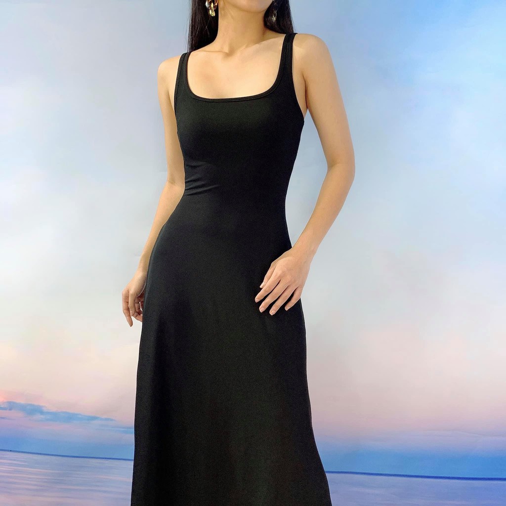 Váy Ba Lỗ Cổ U Xoè Nữ BUSY Thun Gân Co Giãn Ôm Sát VCU3 | BigBuy360 - bigbuy360.vn