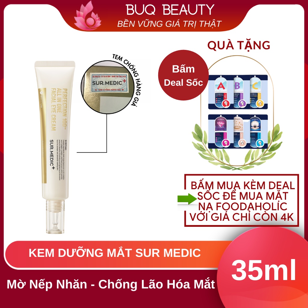 Kem Giảm Thâm Mắt Mờ Nếp Nhăn SURMEDIC Perfection 100tm All In One Facial Eye Cream 35ml Sur Medic / Sur.Medic