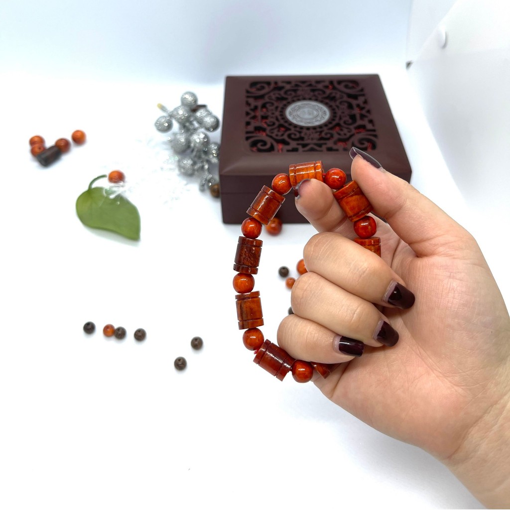 Vòng tay gỗ huyết long đốt trúc 10 ly   💖FREE SHIP💖 SHOP MỘC NHỊ KHÊ  - chuyên các sản phẩm vòng gỗ phong thuỷ | BigBuy360 - bigbuy360.vn