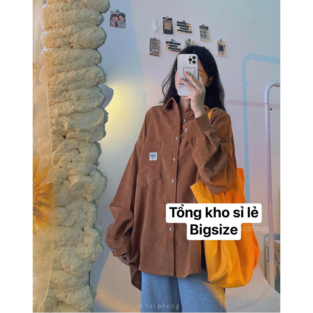 Áo sơ mi nhung 02 nữ bigsize ⚡ FREESIZE V1 120cm ⚡chất nhung tăm mềm mại