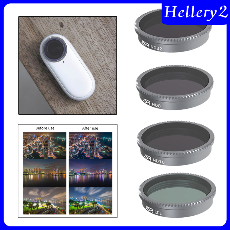 [HELLERY2]4 Pieces Lens Filters ND8 ND16 ND32 ND64 Replaces for Insta360 GO 2 Premium
