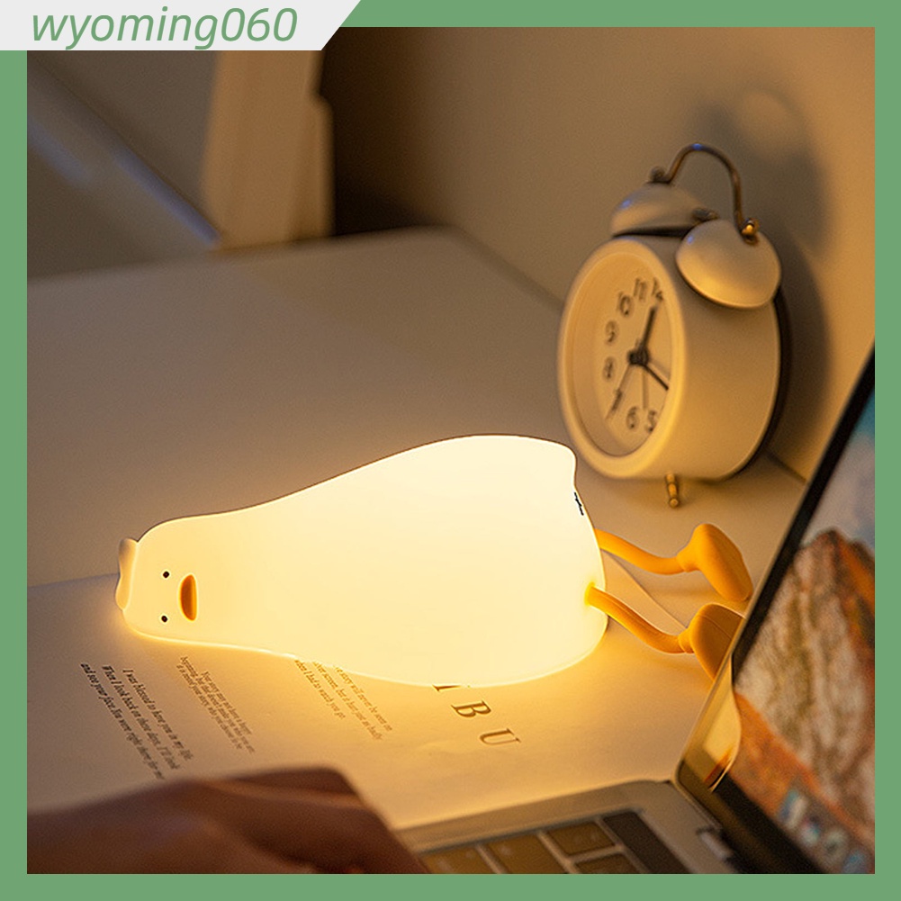 Wyoming060 Đèn ngủ Duck cho trẻ em 5V USB Sạc 3 cấp độ Độ sáng LED chiếu có cảm ứng p