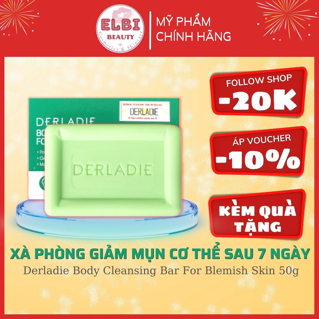 Xà Phòng Derladie Giảm Mụn Lưng Derladie Body Cleansing Bar Blemish Skin 50gr,  Xà Bông Cục Derladie