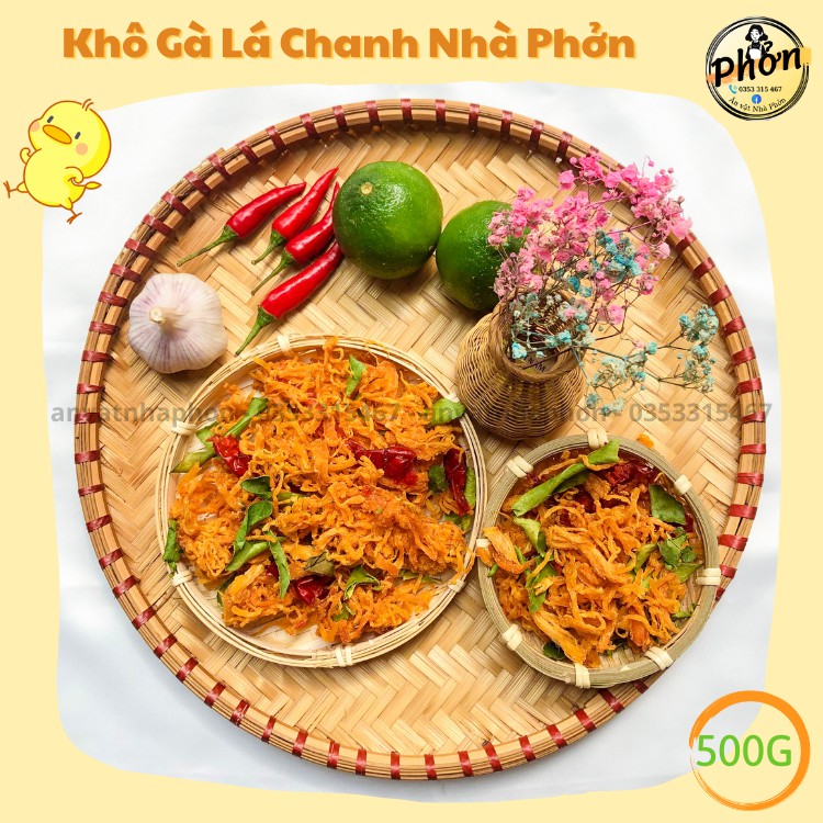 500G Khô Gà Lá Chanh Loại 1, Cay Vừa, Khô Gà Xé ngon - Ăn Vặt Nhà Phởn | BigBuy360 - bigbuy360.vn