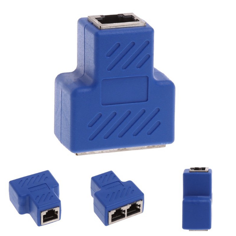 Sale 69% Đầu chia 2 cổng cắm dây mạng RJ45 LAN Ethernet cao cấp tiện dụng, blue Giá gốc 53000đ- 17F142