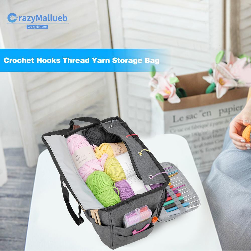 Crazymallueb❤Portable Knitting Storage Bag Crochet Hooks Needles Sewing Supplies Organizer❤New