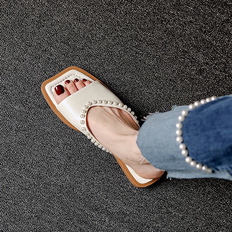 Dép Xỏ Ngón Đính Ngọc Trai Thời Trang Mùa Hè 2022 Dành Cho Nữ