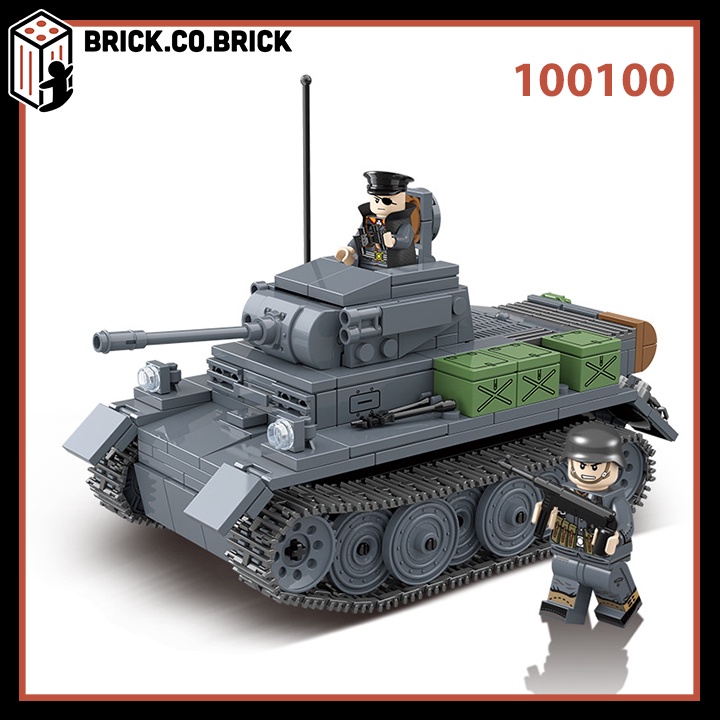 Lắp ghép Siêu tank Pz.Kpfw.II Ausf. L Luchs của Đức quốc xã Đồ chơi Xếp hình Mô hình WW2 QuanGuan 100100