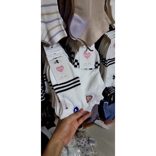 Tất nữ Vớ nữ cổ ngắn sọc ngang phong cách hàn quốc