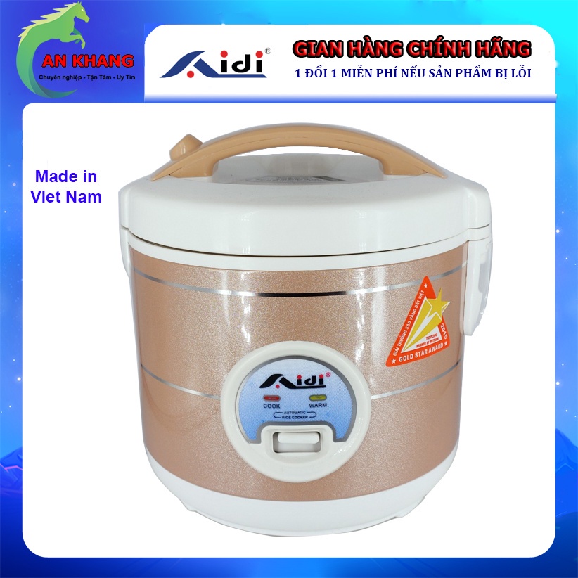 ▨Nồi Cơm Điện Mini 1L 1 Lít Aidi 1-3 Người Ăn - Nắp Gài Lòng Chống Dính Hàng Chính Hãng (Bảo Hành 12 Tháng)