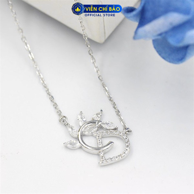 Dây chuyền bạc nữ mặt chữ CD nguyệt quế cách điệu bạc S925 thời trang phụ kiện trang sức nữ Viễn Chí Bảo D400072