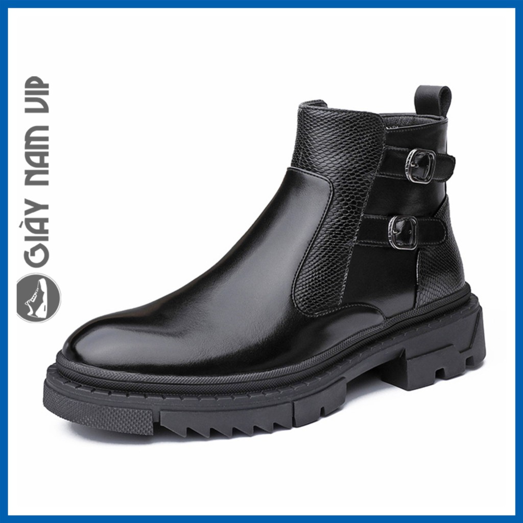 Giày Nam Cổ Cao Đen Khóa Kéo Da Bò Thật Đẹp GIAYNAMVIP Giày Đen Nam Đế Cao Công Sở GNK158 | BigBuy360 - bigbuy360.vn