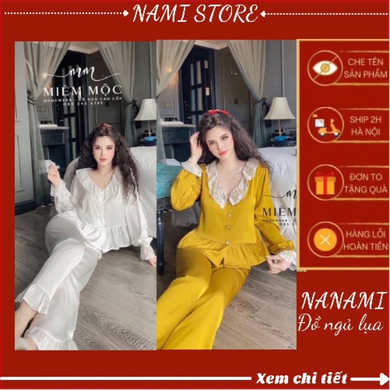 Đồ Ngủ Cao Cấp, Bộ Pijama Ngủ Lụa Dài Tay Tiểu Thư Bánh Bèo Siêu Quyến Rũ Cho Các Nàng từ 40-65kg.