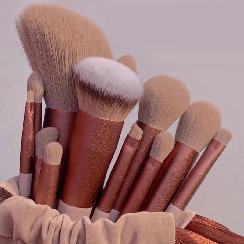 Bộ cọ trang điểm 13 món, cọ trang điểm nội địa trung màu hồng makeup cá nhân chuyên nghiệp MM