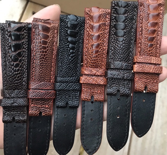 Dây đồng hồ vảy chân đà điểu size 20-18