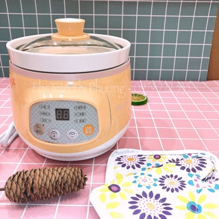 [HÀNG SẴN] NỒI NẤU CHÁO CHẬM HẸN GIỜ BEAR 1L VÀNG TẶNG GĂNG TAY CÁCH NHIỆT