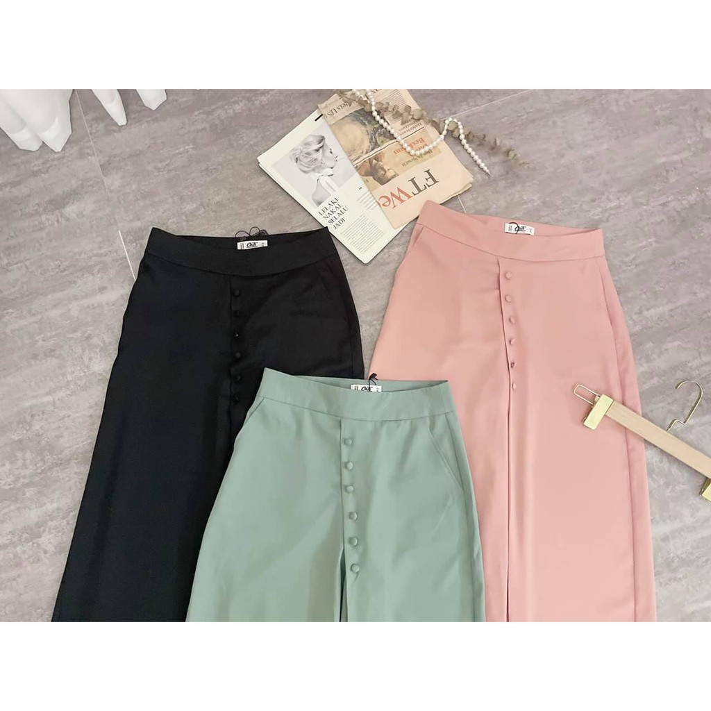 Quần culottes Cati đính cúc - kiểu óng rộng và mềm rủ