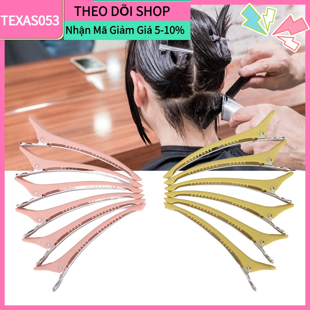 Hàng Sẵn Set 12 Kẹp Tóc Mỏ Vịt Chuyên Dụng Cho Salon Chống Trượt Màu Sáng Vàng Hồng【Texas053】