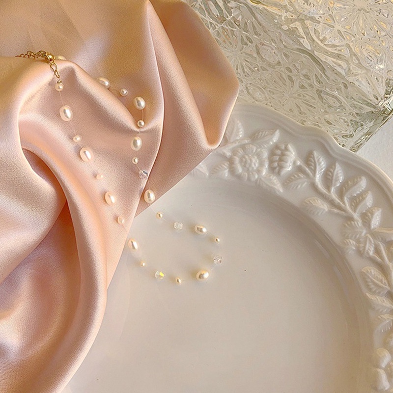 Vòng Cổ Choker Đính Hạt Ngọc Trai Nước Ngọt Tự Nhiên Cho Nữ