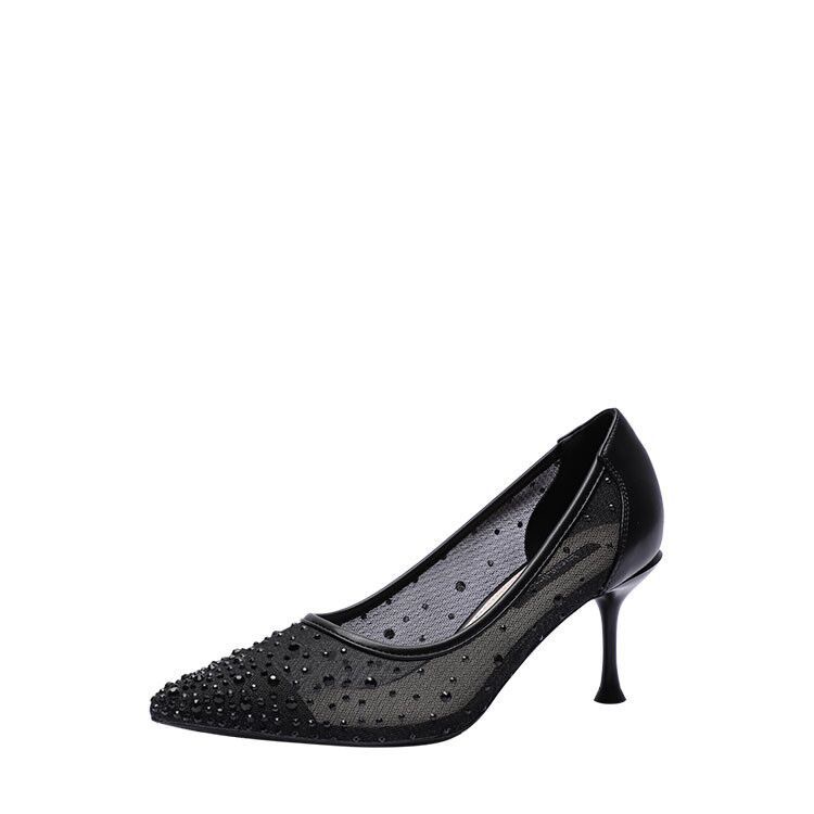 Giày Cao Gót Mũi Nhọn Phối Lưới Đính Đá Thời Trang Hàn Quốc 6880-w80 2021