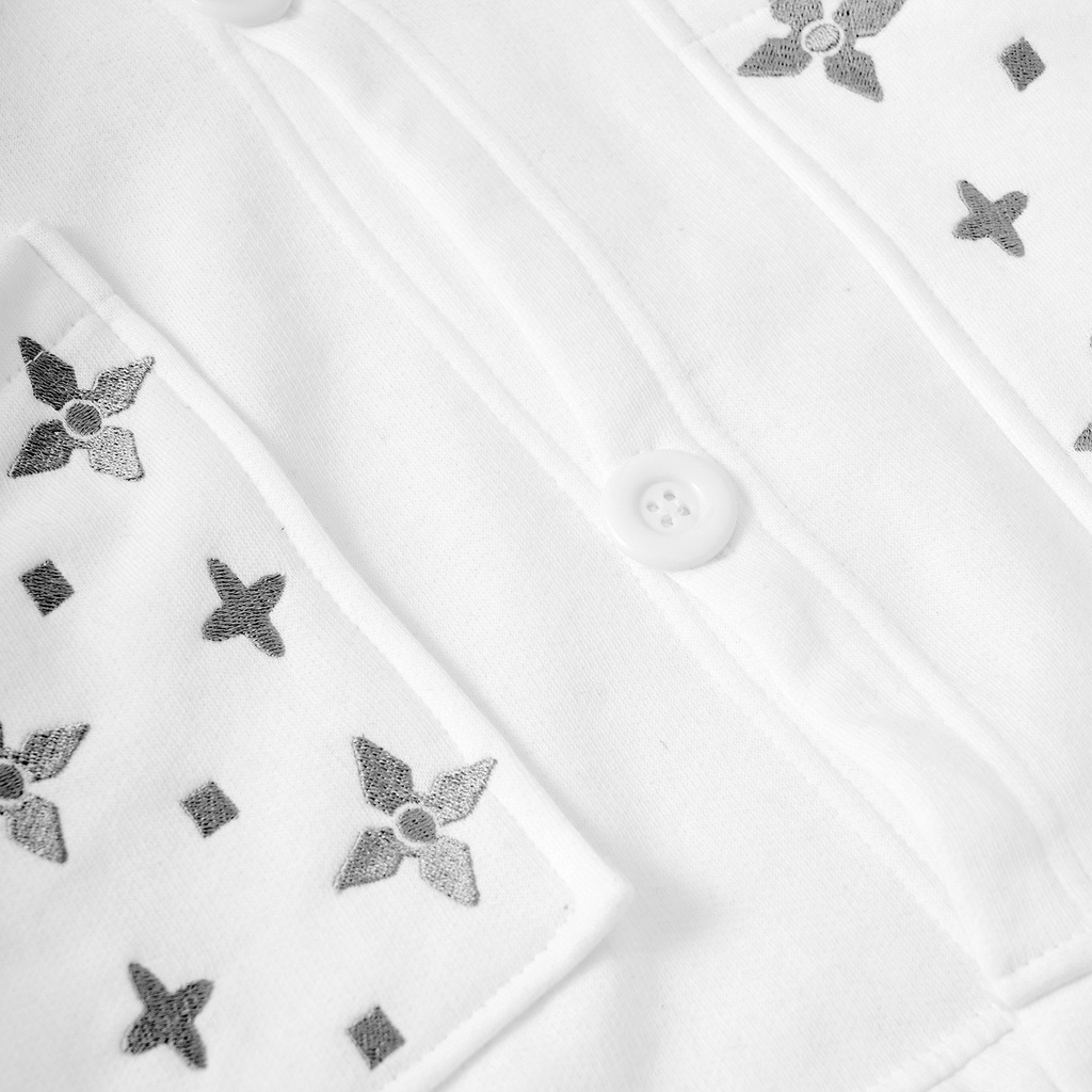 Áo Cardigan LDV White Silver Motifs Pockets