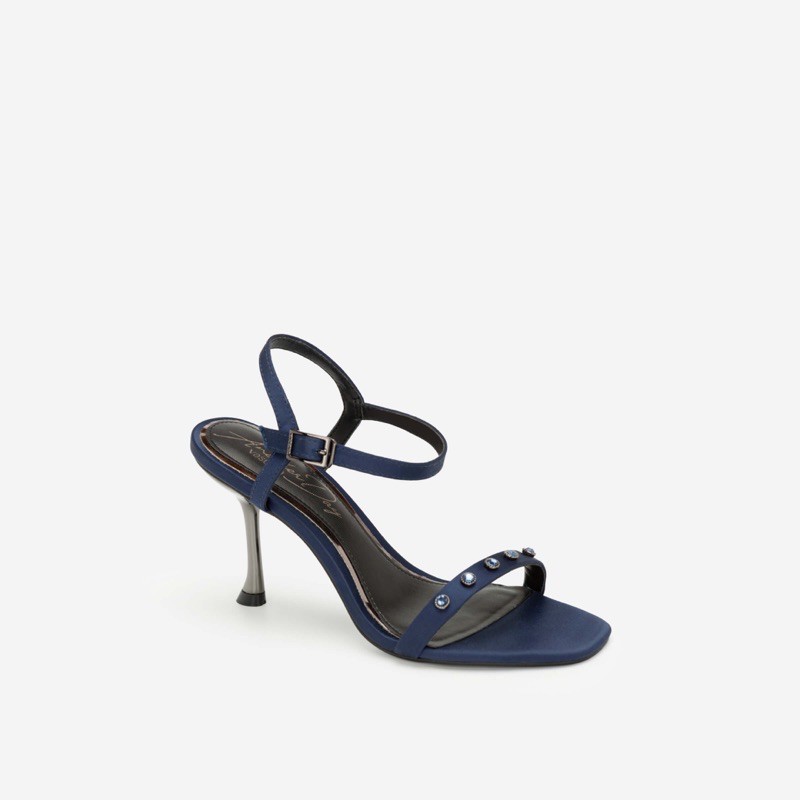 Vascara Giày Sandal Cao Gót Satin Another Day SDN 0664 Màu Xanh Navy