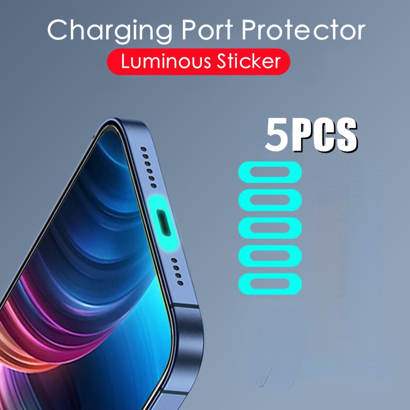 Bộ 5 Miếng Dán Cổng Sạc Điện Thoại Chống Trầy Phát Quang AP and Type-c