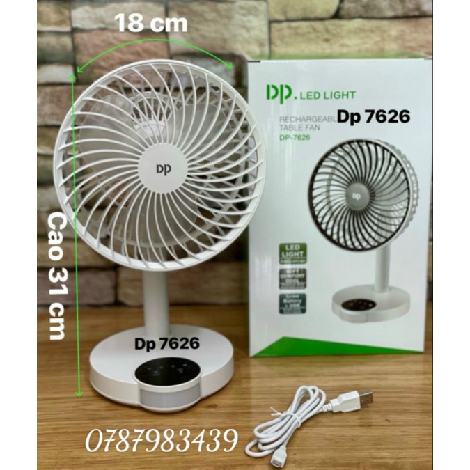 Quạt Sạc Điện Siêu Mát DP-7626