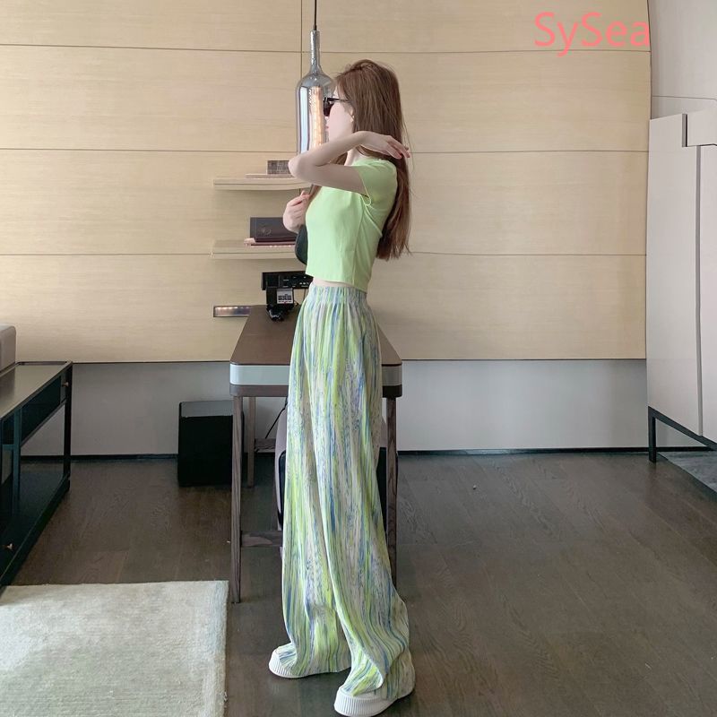 Quần dài ống rộng lưng cao thời trang mùa hè dành cho nữ