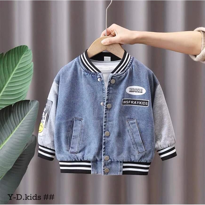 Aó khoác cho bé, Aó khoác jean phối màu hàng quảng châu cho bé 8-20kg