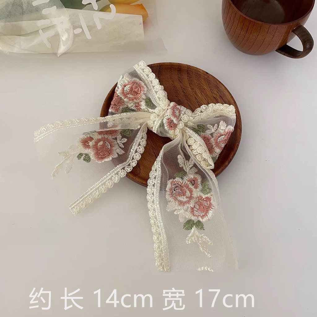 Kẹp Tóc Nơ Ren Thêu Họa Tiết 2022